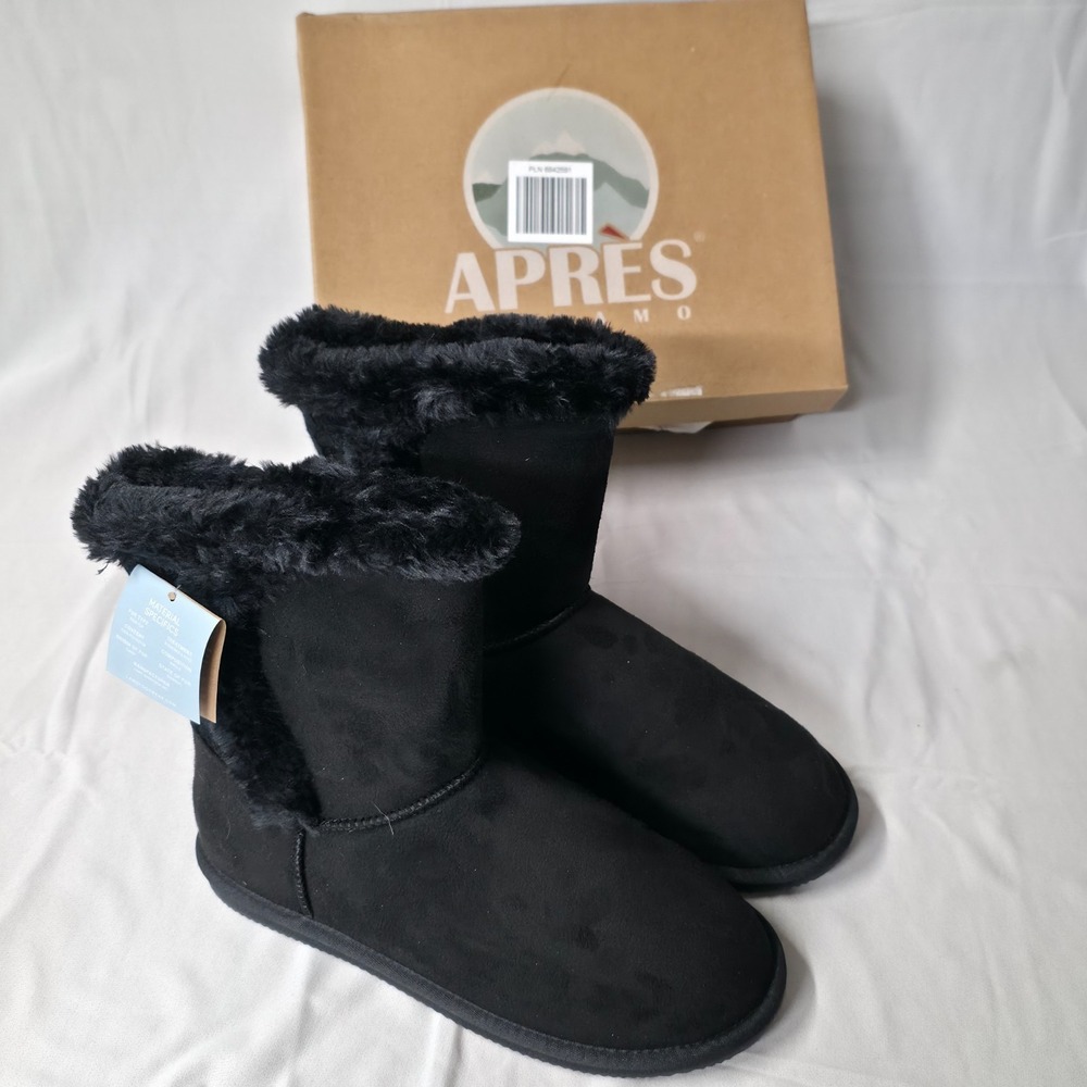 Apres by Lamo Women's Black Faux Fur Winter Boots Size 10 NIB